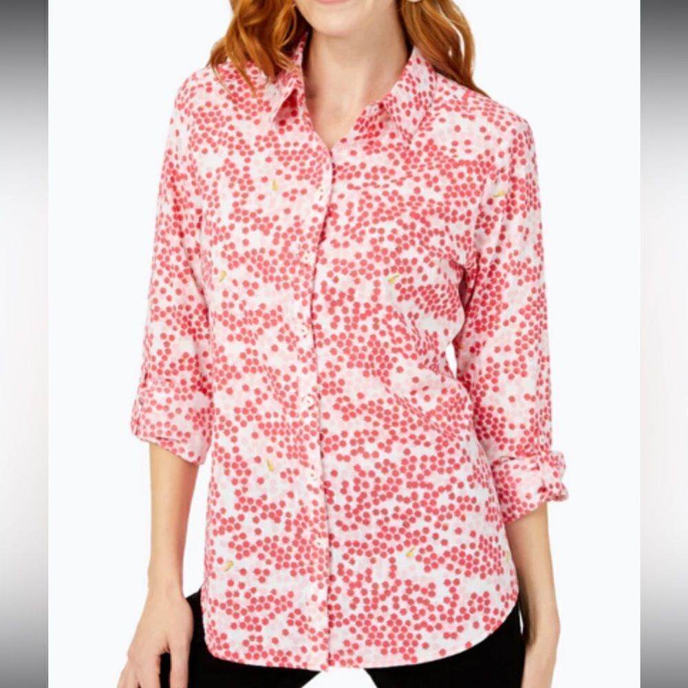 Foxcroft Zoey Wrinke Free Apples to Apples Button Down Shirt Size 10 - Picture 1 of 13